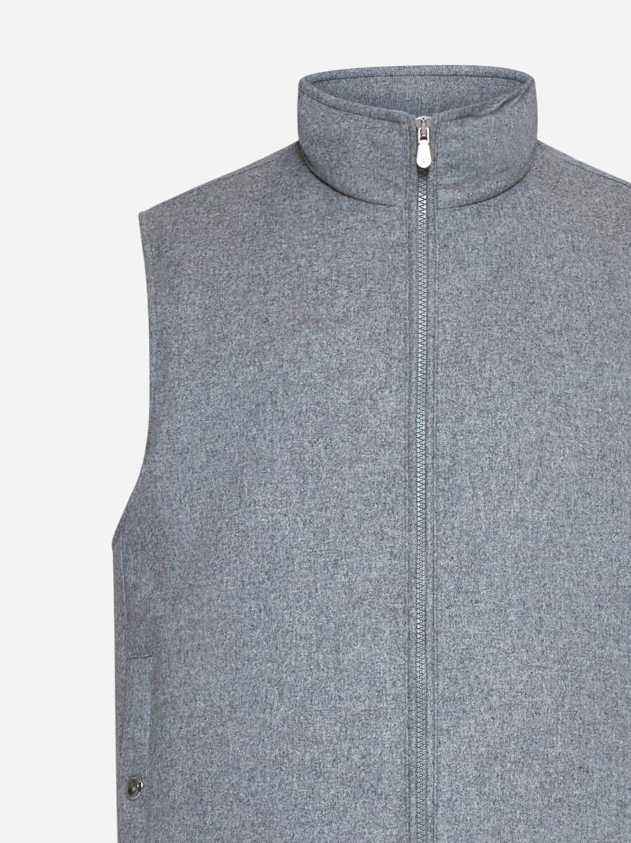 BRUNELLO CUCINELLI Gilet imbottito in flanella grigia Qualità Garantita
