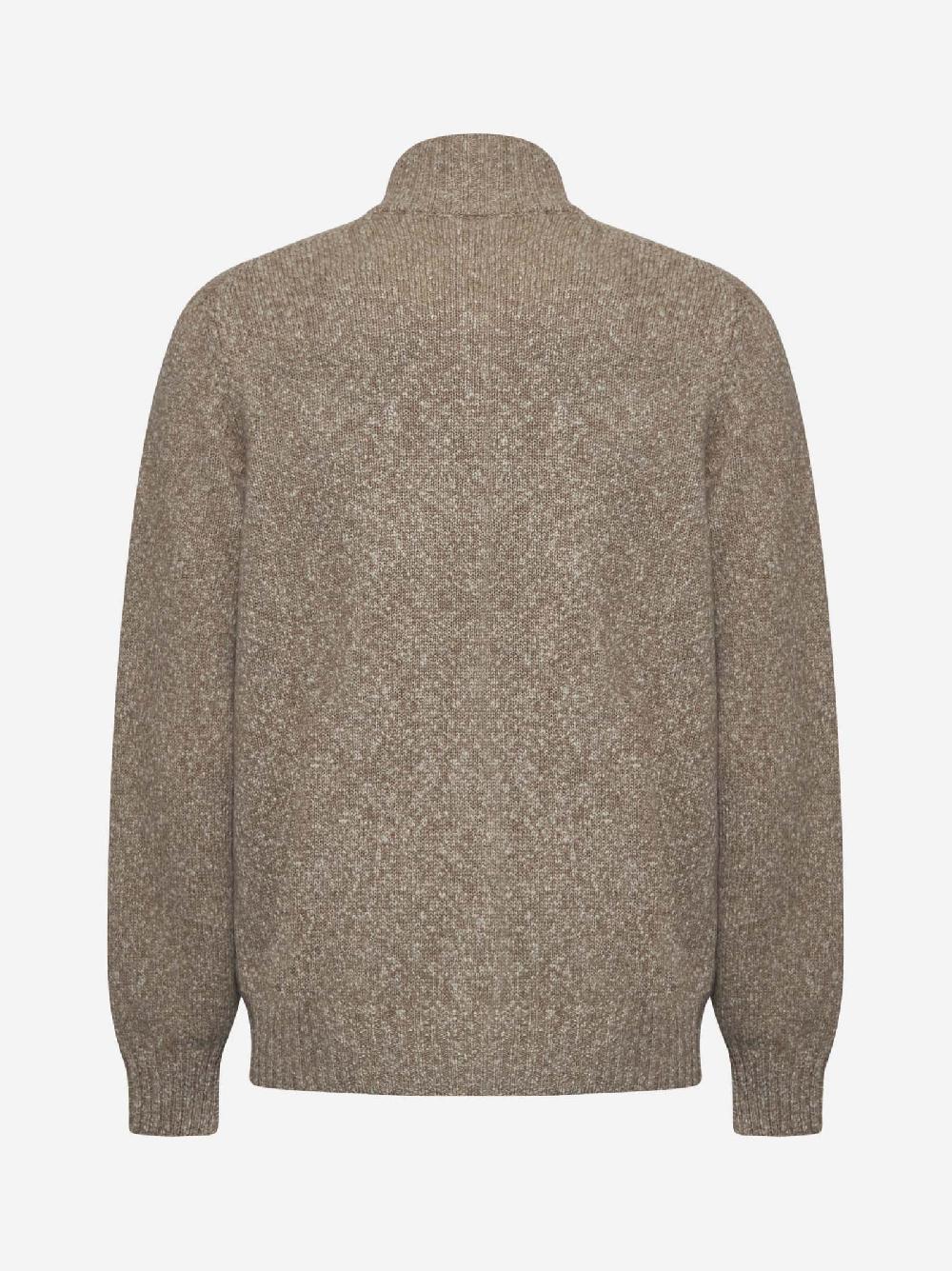 BRUNELLO CUCINELLI Cardigan in maglia mélange di lana e cashmere beige Negozi Online