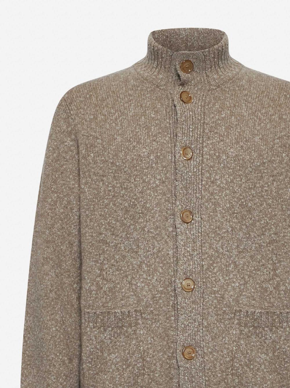 BRUNELLO CUCINELLI Cardigan in maglia mélange di lana e cashmere beige Negozi Online