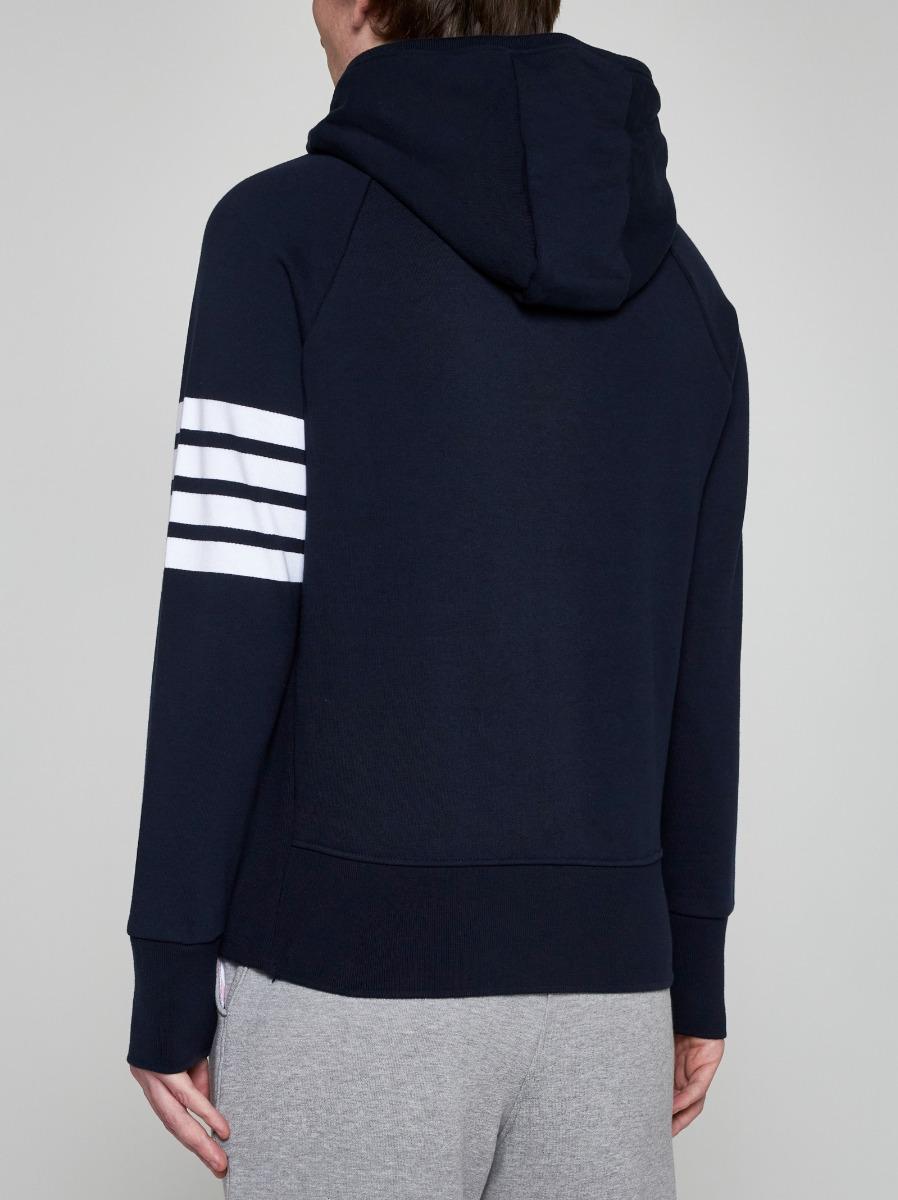 THOM BROWNE Felpa in cotone con zip e 4-Bar Promozione Limitata