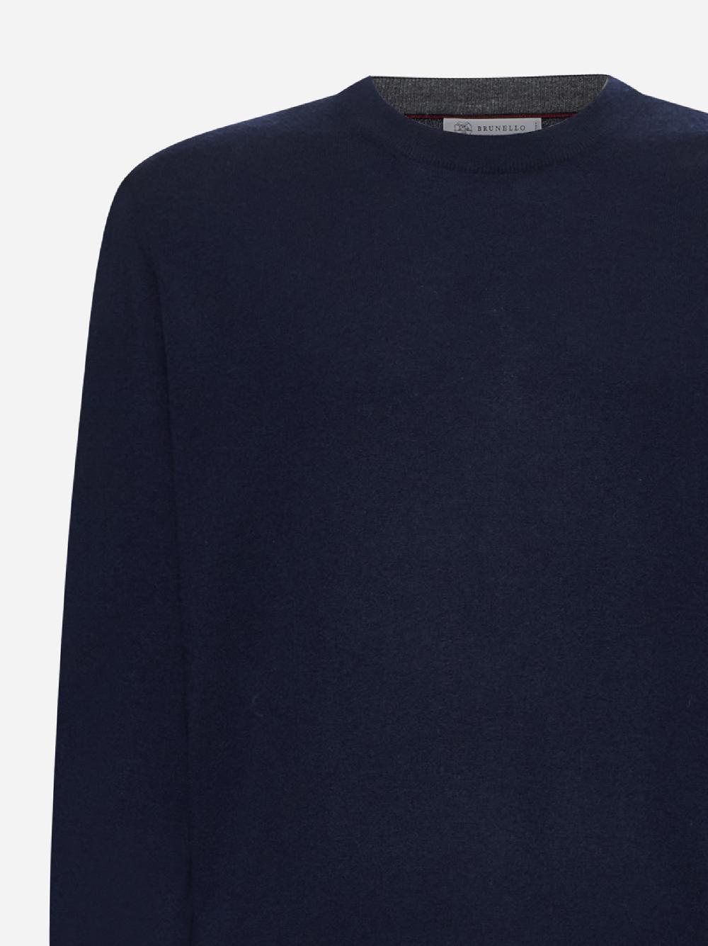 BRUNELLO CUCINELLI Maglia girocollo in cashmere blu Economico