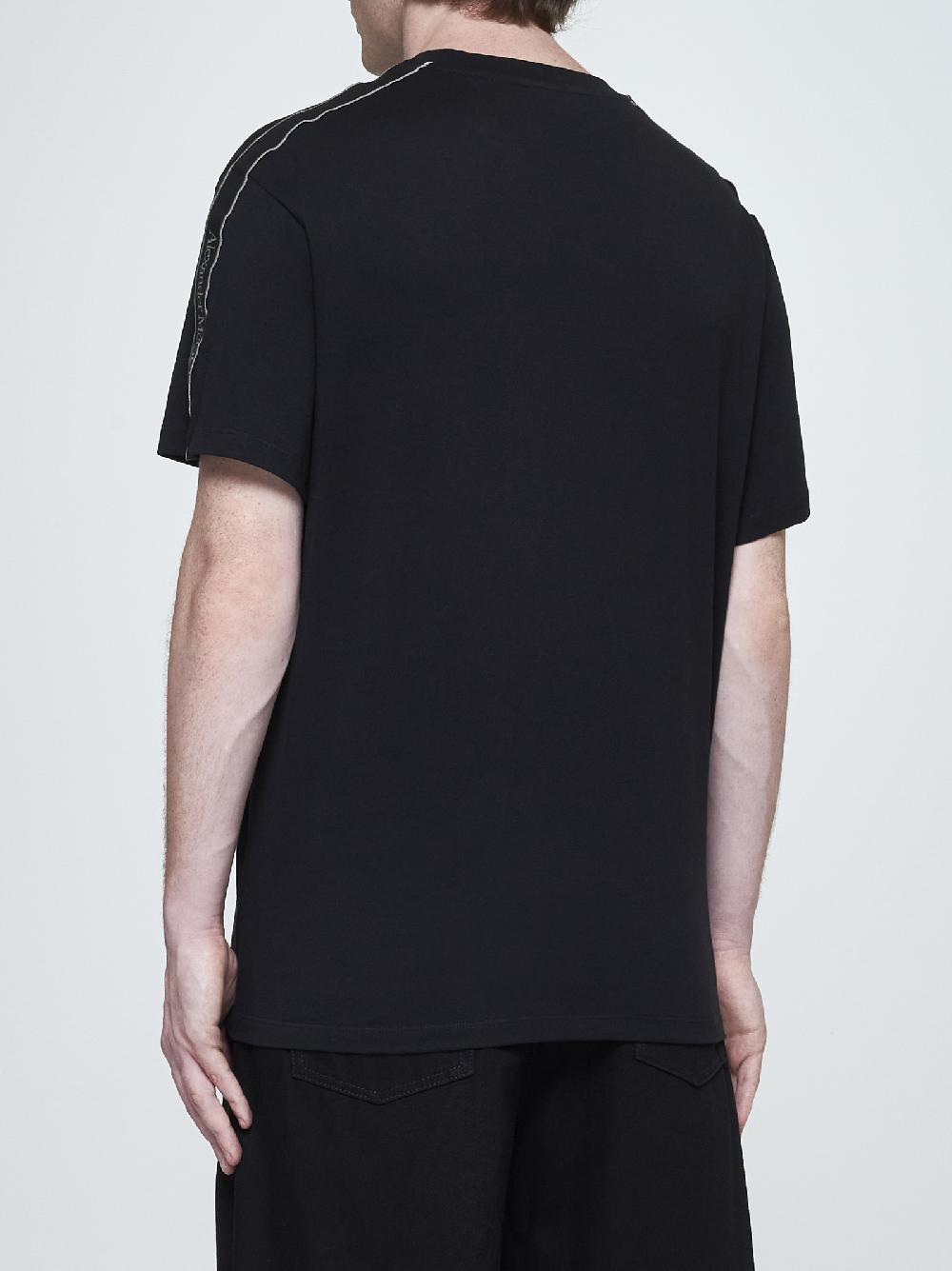 ALEXANDER MCQUEEN T-shirt in cotone con logo-tape Hotsell