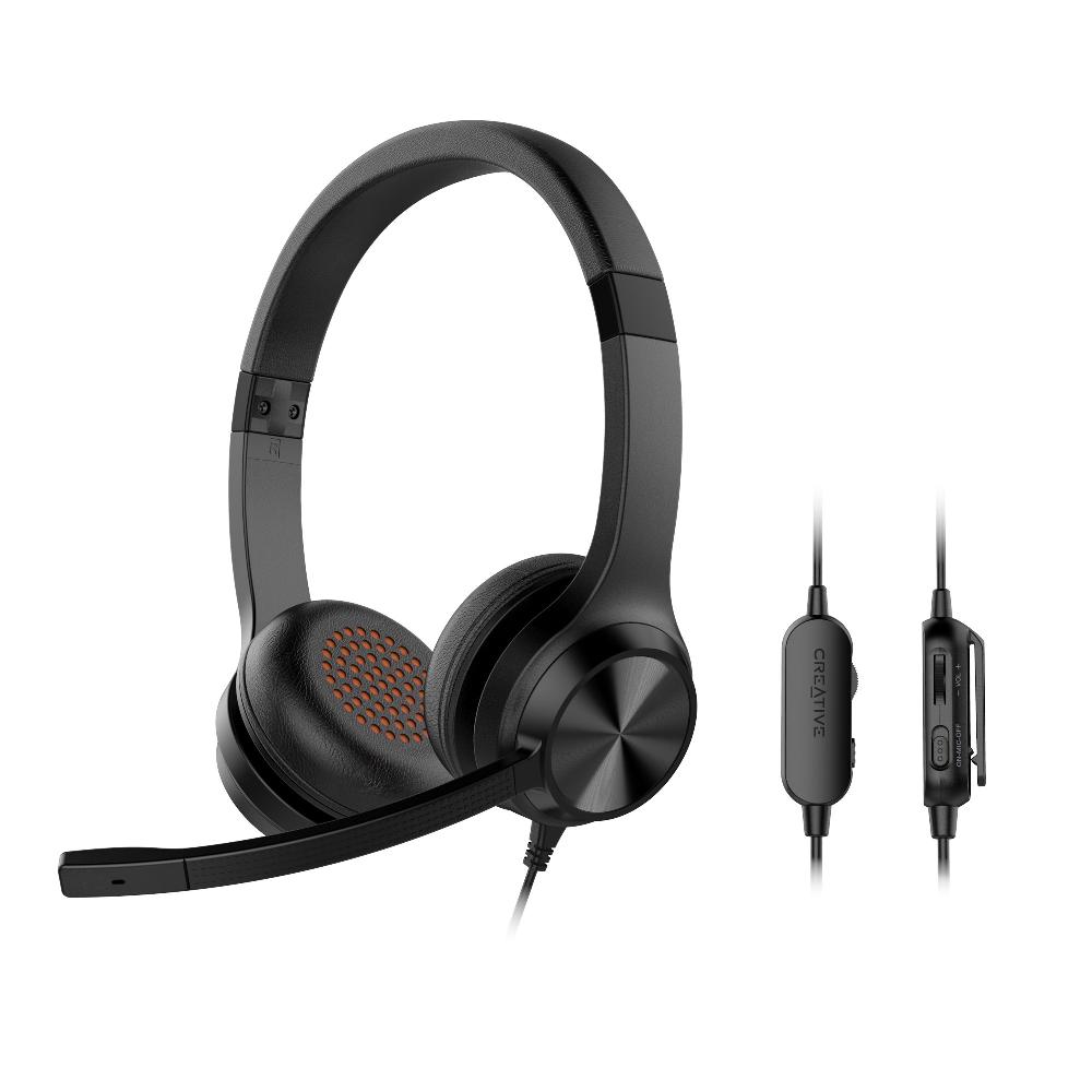 Creative Chat Cuffie on-ear stereo da 3 5mm con microfono a condensatore antirumore e telecomando a filo Prezzo Ridotto