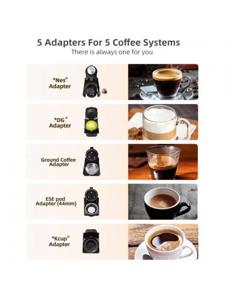 HiBREW H2B Caffettiera 5 in 1 con linea di livello dell'acqua macchina per caffè a capsule caldo/freddo a 19 bar - Bianco 2025