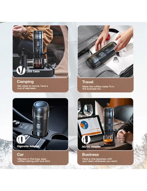 HiBREW H4A 80W Macchina da caffè portatile per auto con supporto Italia