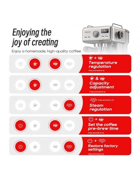 HiBREW H10A Macchina per caffè espresso semiautomatica pressione 19 bar montalatte temperatura regolabile brocca da 350 ml Promozione