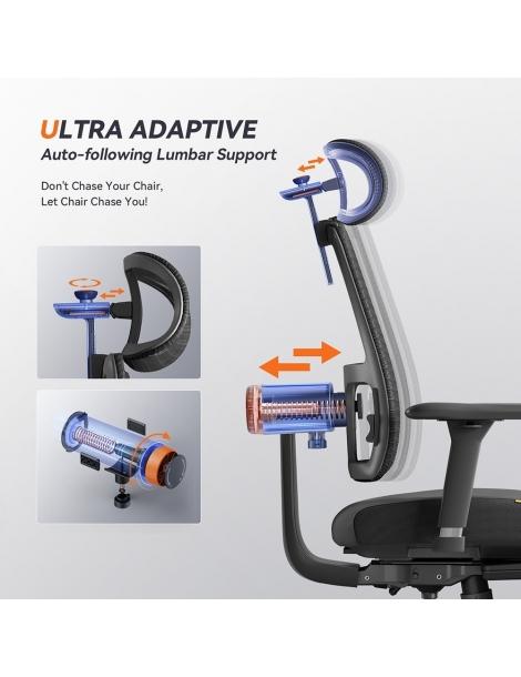 NEWTRAL MagicH-BPro Sedia ergonomica con poggiapiedi schienale con poggiatesta che si segue automaticamente Pezzi Unici