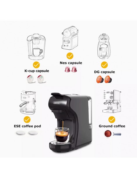 HiBREW H1A 1450W 19 bar Macchina per caffè espresso macchina per caffè caldo/freddo a capsule multiple 4 in 1 - Nero Soddisfazione Garantita