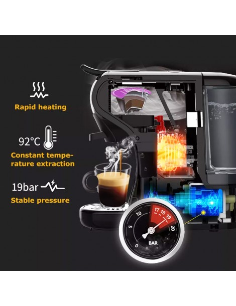 HiBREW H1A 1450W 19 bar Macchina per caffè espresso macchina per caffè caldo/freddo a capsule multiple 4 in 1 - Nero Soddisfazione Garantita