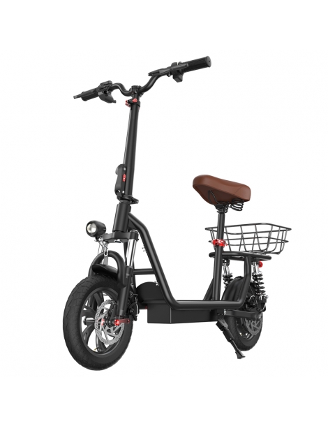 iScooter i12 Monopattino elettrico con sedile e cestino posteriore motore da 500W batteria da 36V 7 5Ah pneumatico da 12" Novità