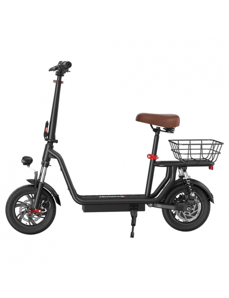 iScooter i12 Monopattino elettrico con sedile e cestino posteriore motore da 500W batteria da 36V 7 5Ah pneumatico da 12" Novità