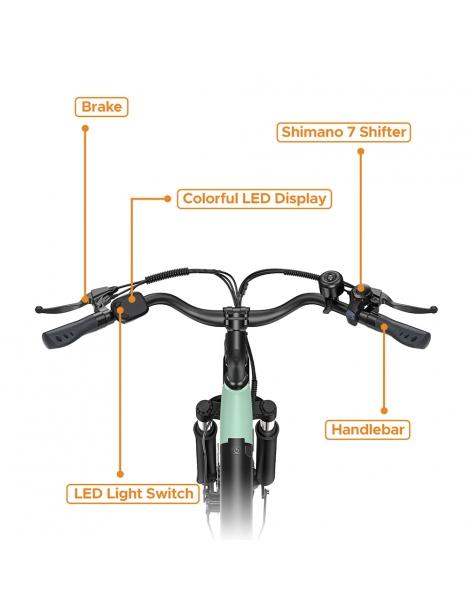 HillMiles MileCity1 Bicicletta elettrica motore da 250W batteria da 36V 13AH pneumatico da 26 pollici - Verde Sconto