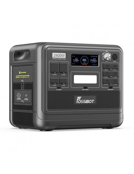 FOSSiBOT F2400 Generatore Solare Portatile da 2048Wh/2400W+Fossibot SP200 18V 200W Pannello Solare Pieghevole - Nero 2025