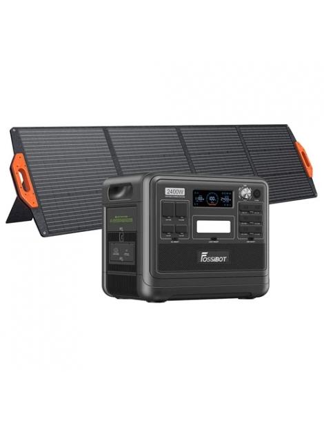 FOSSiBOT F2400 Generatore Solare Portatile da 2048Wh/2400W+Fossibot SP200 18V 200W Pannello Solare Pieghevole - Nero 2025