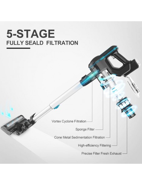 INSE N5 6 in 1 Aspirapolvere Senza Fili 12000Pa Potenza di Aspirazione 45mins Lunga Autonomia 5 Stadi di Filtrazione Promozione