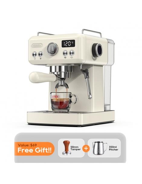 HiBREW H10A Macchina da caffè pressione di estrazione 19 bar temperatura e volume della tazza regolabili - Beige Presa