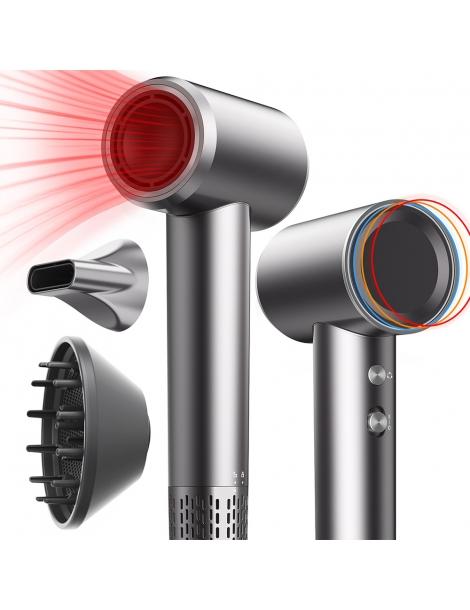 Micollme H6S Asciugacapelli con 2 bocchette asciuga i capelli medi in 2-3 minuti 59dB tecnologia a ioni negativi - grigio Hotsell