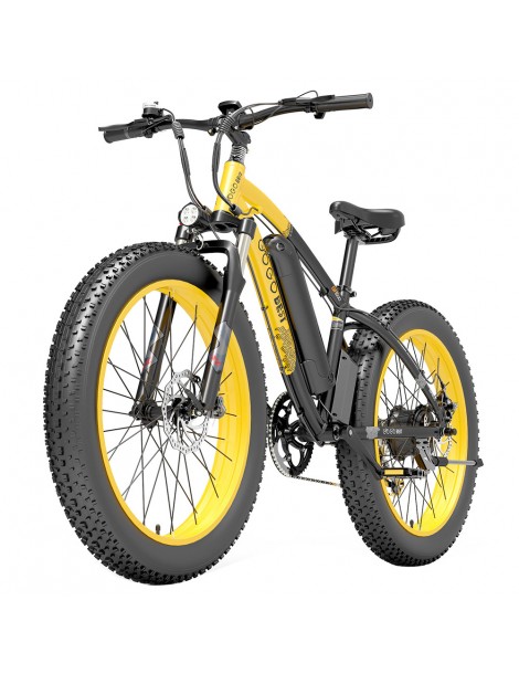 GOGOBEST GF600 26 Pollici Pneumatici Grassi Bicicletta Elettrica Pieghevole 1000W Motore 48V 13Ah Batteria - Nero Giallo In Linea