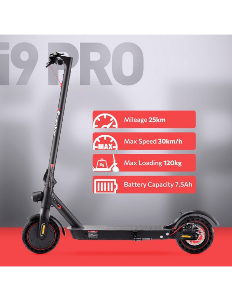 iScooter i9 Pro Scooter elettrico 8 5 pollici Pneumatico a nido d'ape 350W Motore 7 5Ah Batteria 30km/h Velocità massima Nero Convenienza