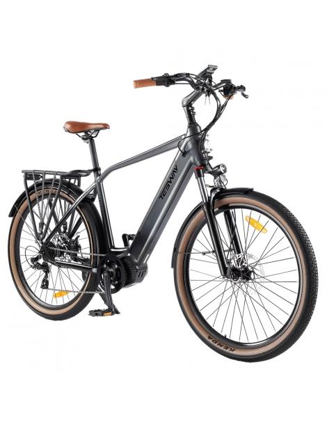 TESWAY COMET-M Bicicletta elettrica con motore centrale motore 500W batteria 48V 14Ah pneumatici 27 5*2 4 pollici - Grigio In Vendita