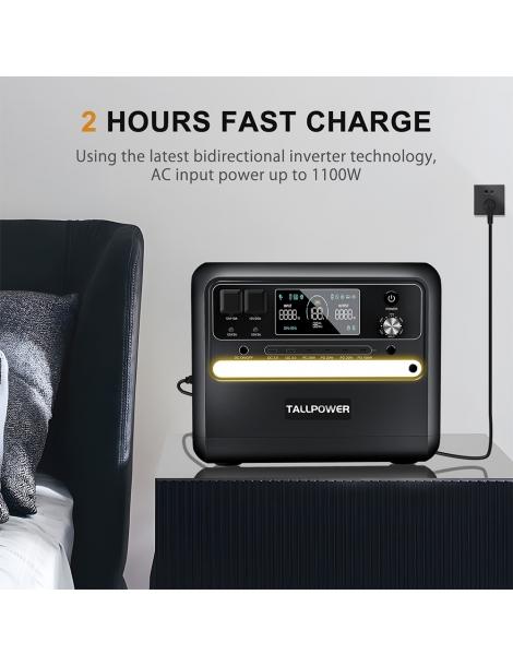 TALLPOWER V2400 Stazione di alimentazione portatile generatore solare LiFePo4 da 2160Wh uscita CA da 2400W UPS - Nero Affare Del Giorno