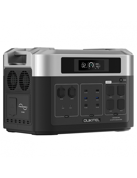 OUKITEL BP2000 Centrale elettrica portatile batteria LiFePO4 da 2048Wh/640000mAh uscita AC da 2200W UPS da 2000W Presa