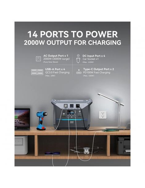 DaranEner NEO2000 Stazione di energia portatile generatore solare con batteria LiFePO4 da 2073 6Wh uscita AC da 2000W Online