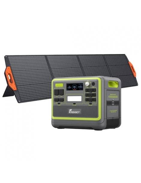 FOSSiBOT F2400 Generatore Solare Portatile da 2048Wh/2400W+SP200 18V 200W Pannello Solare Pieghevole - Verde Outlet