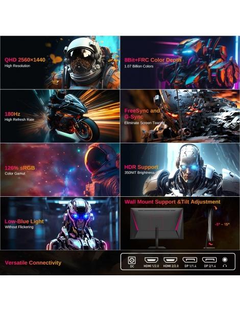 KTC Q24T09 Monitor da gioco pannello IPS veloce risoluzione 2560x1440 180 Hz HDR10 luce blu ridotta Fino al 50% di sconto
