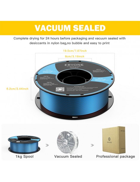 ERYONE PETG Filamento per stampante 3D 1 75mm Tolleranza 0 03mm 1KG(2.2LBS)/Spool - Blu trasparente 50% di sconto per tempo limitato