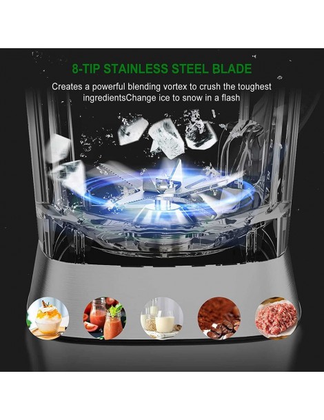 Yakeep 8188 2000W Stand Mixer frullatore per frullati da 2L con agitatore 32000 RPM 8 lame in acciaio Nuovo