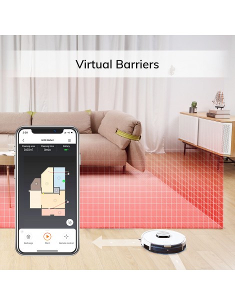ILIFE L100 Robot Aspirapolvere 2000Pa Aspirazione LDS Navigazione Laser Mop APP Control 450ml Serbatoio Polvere Tappeto Boost Offerta speciale