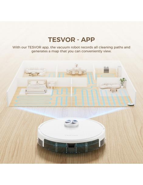 Tesvor S7 Pro AES Robot Aspirapolvere con Stazione di Svuotamento Automatico Funzione Mopping Aspirazione 6000Pa - Bianco Qualità Garantita