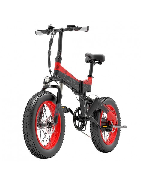BEZIOR XF200 Bici elettrica pieghevole da 20 pollici con pneumatici grassi Motore da 1000 W Batteria da 48 V 15 Ah - Nero Rosso Economico