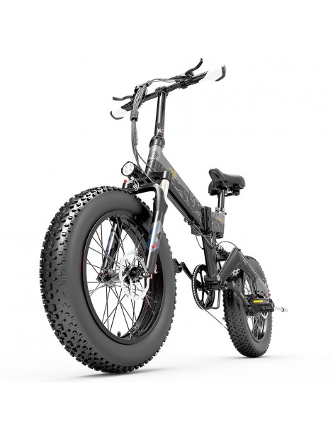 BEZIOR XF200 Bici elettrica pieghevole da 20 pollici con pneumatici grassi Motore da 1000 W Batteria da 48 V 15 Ah - Nero Grigio Online