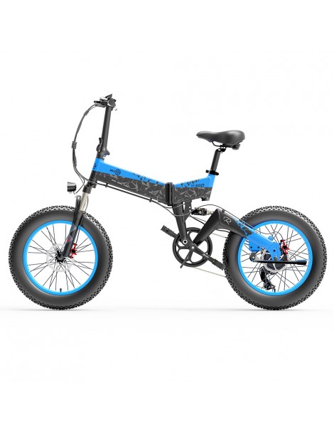 BEZIOR XF200 Bici elettrica pieghevole da 20 pollici con pneumatici grassi Motore da 1000 W Batteria da 48 V 15 Ah - Nero Blu Outlet