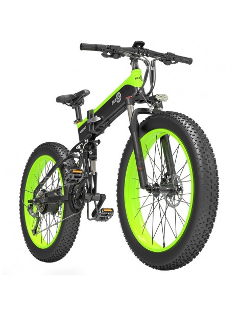 BEZIOR X1500 26 pollici Pneumatico Grasso Bicicletta Elettrica Pieghevole 1500W Motore - Nero Verde Saldi