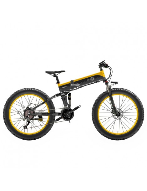 BEZIOR X1000 26 pollici Fat Tire Foldable Electric Bike 1000W Motore Panasonic 48V 12.8Ah Batteria - Nero Giallo Hotsell
