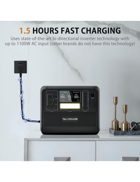 TALLPOWER V2000 Stazione di alimentazione portatile generatore solare LiFePo4 da 1536Wh uscita CA da 2000W - Nero Promozione