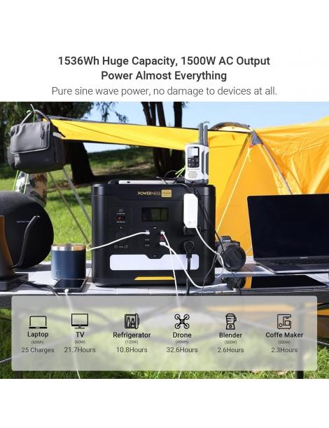 Powerness Hiker U1500 Centrale elettrica portatile generatore solare LiFePO4 da 1536Wh uscita CA da 1500W Spedizione Gratuita