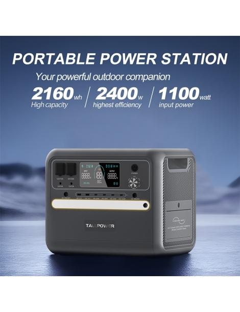 TALLPOWER V2400 Stazione di alimentazione portatile generatore solare LiFePo4 da 2160Wh uscita CA da 2400W UPS - Grigio Soddisfazione Garantita
