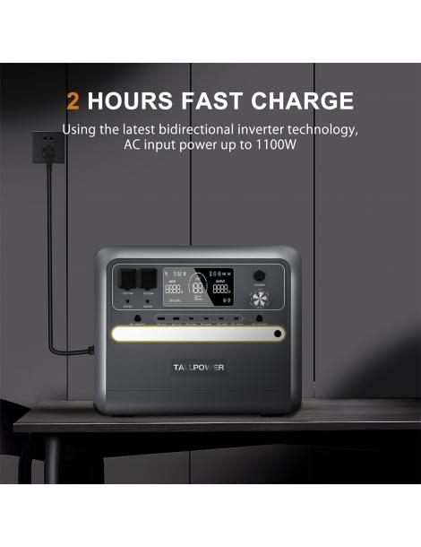 TALLPOWER V2400 Stazione di alimentazione portatile generatore solare LiFePo4 da 2160Wh uscita CA da 2400W UPS - Grigio Soddisfazione Garantita