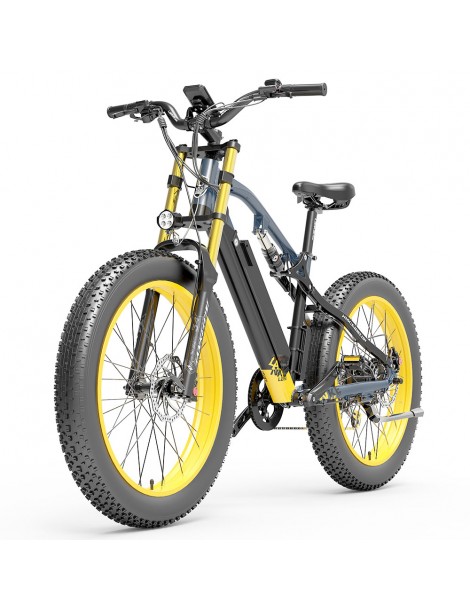 LANKELEISI RV700 16Ah 48V 1000W Bicicletta elettrica - Nero Giallo Hotsell