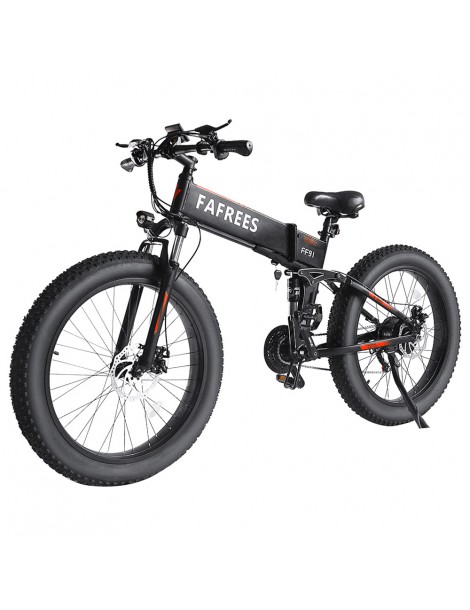 FAFREES FF91 26 Pollici Pneumatici Grassi Mountain Bike Elettrica Pieghevole Motore 1000W e Batteria 499Wh 10Ah - Nero Vendita Economica