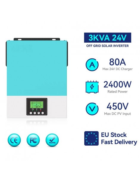Inverter solare off grid DAXTROMN 2400W caricatore solare MPPT 24V DC 80A inverter sinusoidale puro con ingresso PV 450V DC Shopping Online