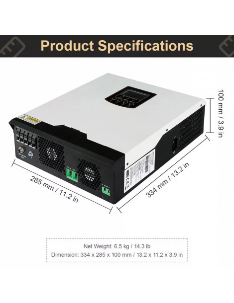 DAXTROMN Inverter solare off grid da 3KW caricatore PWM da 24V DC 70A ingresso PV 80VDC Inverter sinusoidale puro senza WiFi Sconto