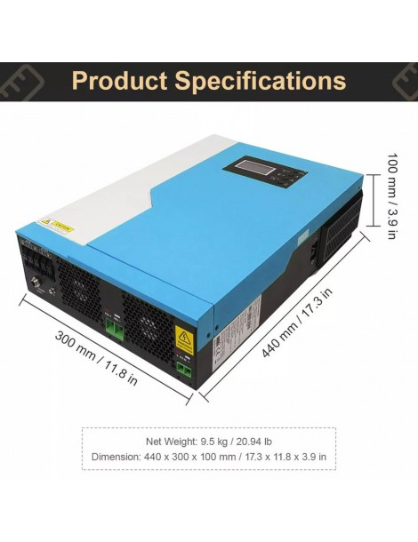 DAXTROMN Inverter Solare Off Grid da 3 5KW Caricatore MPPT da 24V DC 100A Sinusoidale Puro con Ingresso PV 450VDC e WiFi Offerta