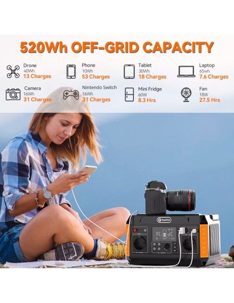 FlashFish P60 560W/520Wh Generatore solare portatile 220V Pure Sine Wave AC Outlets 11 uscite EU Outlet