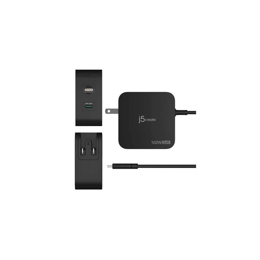 j5create 102W GaN PD USB-C 2-Port Charger with Changeable AC Plugs I Più Venduti