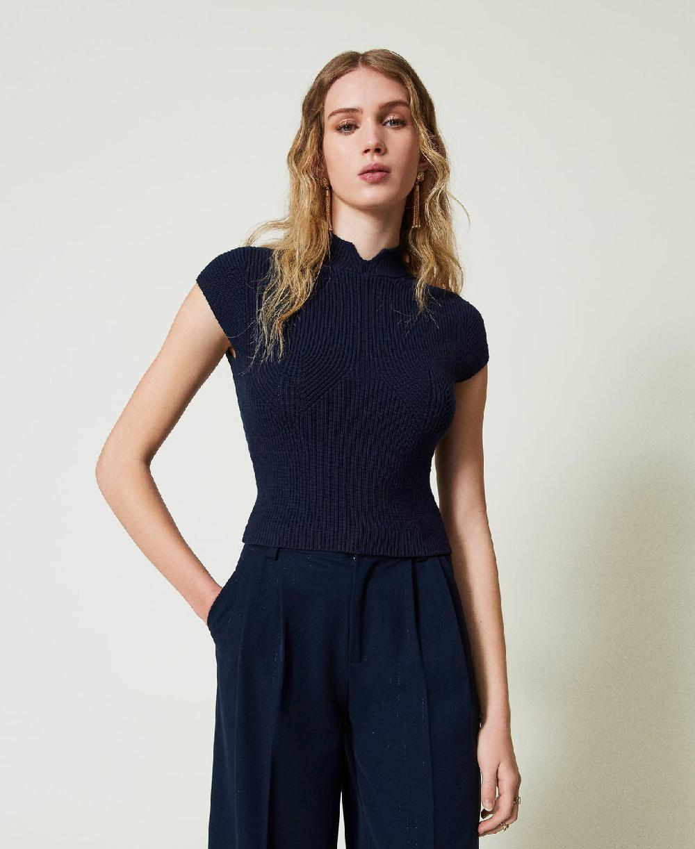 Scee by twin set Maglia fitted a costine décor Moda